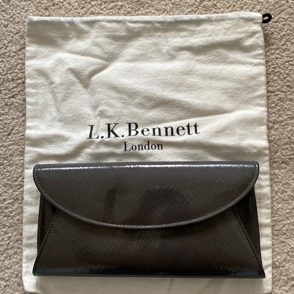 LK Bennett Handbags - Grey patent leather LK Bennett clutch
